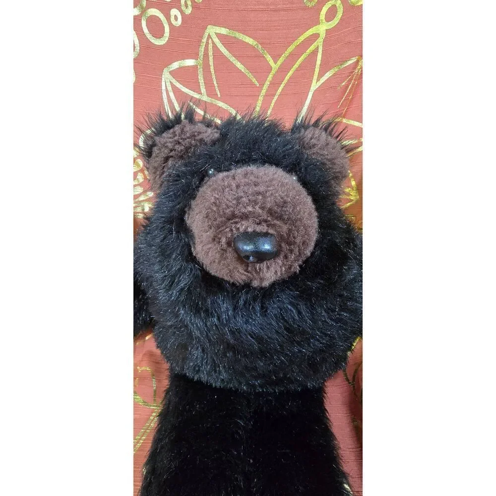 Vintage Musical Realistic Plush Black Bear